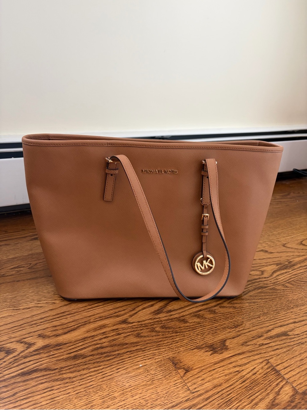 Michael Kors Jet Set Travel Saffiano Leather Tote Bag - Luggage Brown